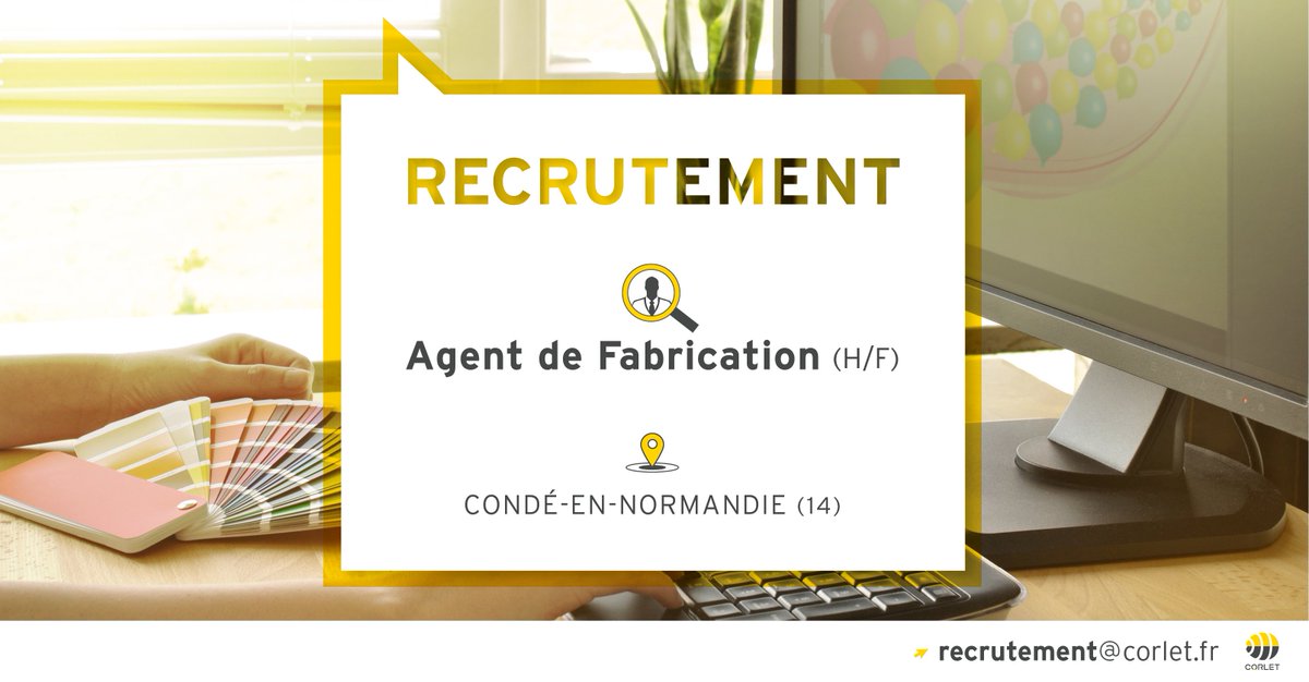 CorletCom's tweet photo. 🔍 [RECRUTEMENT]✍Le groupe #Corlet recrute un(e) Agent de Fabrication H/F en #CDI. Pour consulter l'offre et postuler rendez-vous sur ➡ https://t.co/n8veF7dKXp
#Emploi #Normandie https://t.co/WU6PJHD6FJ