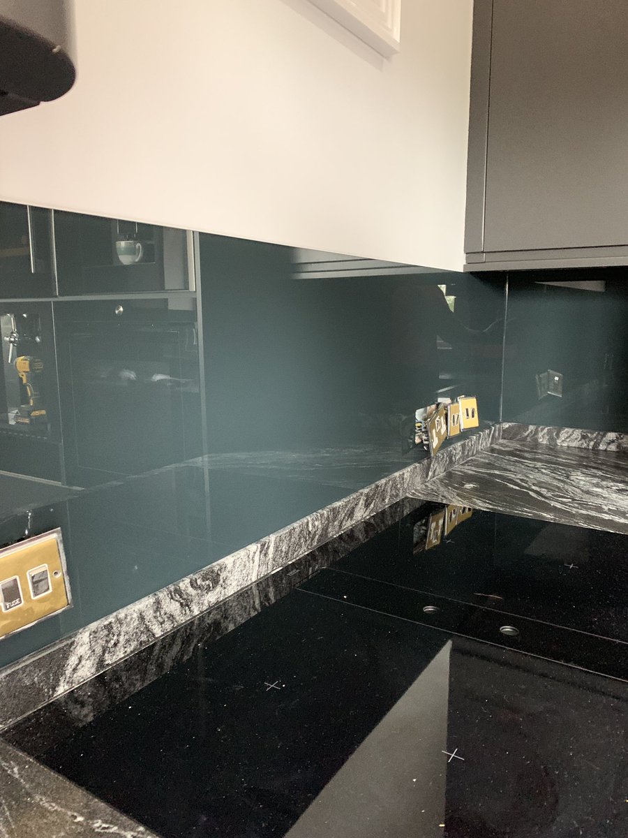 Nice job finished this morning in ral 7026 #glass #splashbacks #measure #fitted #design #kitchen