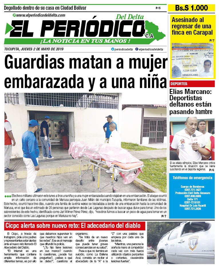 rociosanmiguel's tweet image. Belkis Mendoza de 23 años, embarazada de 6 meses y Samaritan Mendoza de 6 años de edad, mujeres Warao del Delta Amacuro/Venezuela

Fueron asesinadas el 29A x la GNB, con disparos de AK-103

Su delito: Buscar agua dulce para sobrevivir

¿Hasta cuando la GNB? Este horror debe cesar