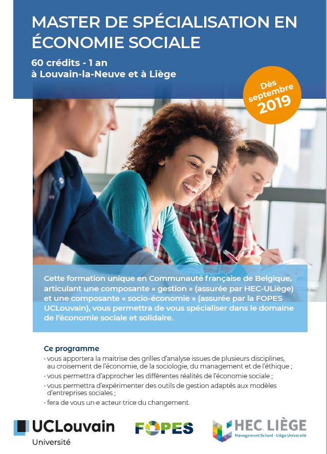 Envie de poursuivre ou reprendre des études après votre master en vous spécialisant dans le domaine de l'économie sociale ? La Fopes co-organise avec HEC Liège un nouveau master de spécialisation en économie sociale. bit.ly/2ZPOMSP