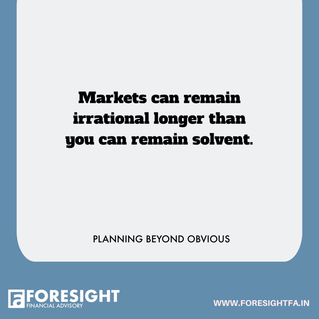 ForesightFA's tweet photo. "Markets can remain irrational longer than you can remain solvent."

#InvestWisely #PlanPurposefully
—
#ForesightFinancialAdvisory
#PlanningBeyondObvious
—
#investmentmanagement #financialplanning #assetcreation #moneymanagement #entrepreneurship #wealthmanagement #retirementplan https://t.co/ybjhcBUuag