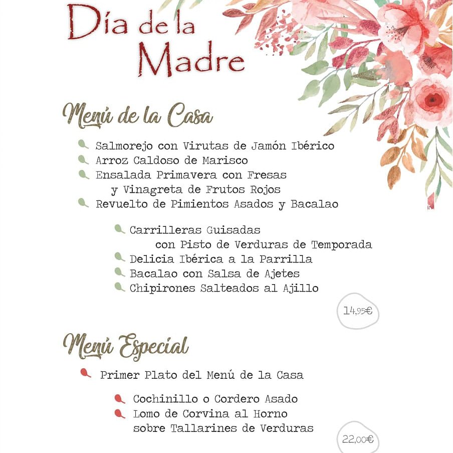 ¡¡Buenos Días!! Ya tenemos menú especial para celebrar este fin de semana el 💗Día De La Madre💗, Sábado y Domingo reserva tu mesa y sorpréndela.🤗
Siempre hay un buen motivo para celebrar y que mejor que con la compañía de Mamá y el resto de la familia.
📲Reservas 927481126