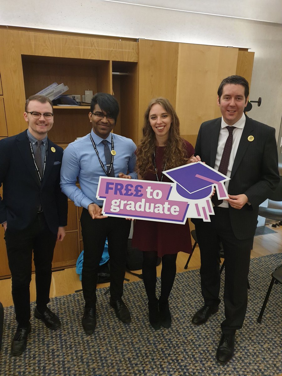 NUSScotland's tweet photo. The student movement at its best! @_liammccabe_ & @UWSstudents President @EmmaShotter & VP @frankstarjacob meeting @NeilBibby MSP on #FreeToGraduate #ScrapUWSGradfees campaign
Thanks for the support, Neil β
We're working together to abolish graduation fees @UniWestScotland πͺ https://t.co/76432ID82W