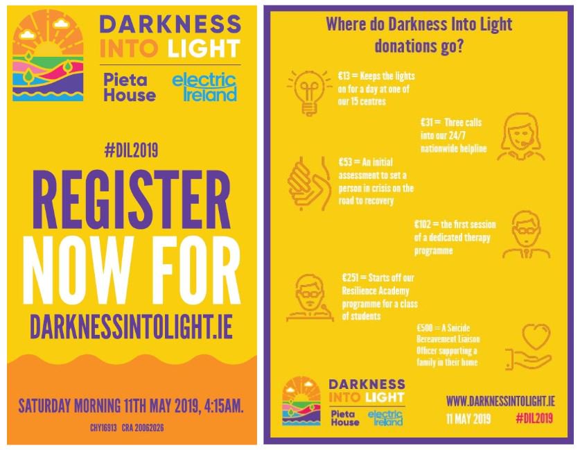 Register now for Darkness Into Light and help support our charity partner <a href="/PietaHouse/">Pieta</a> #darknessintolight