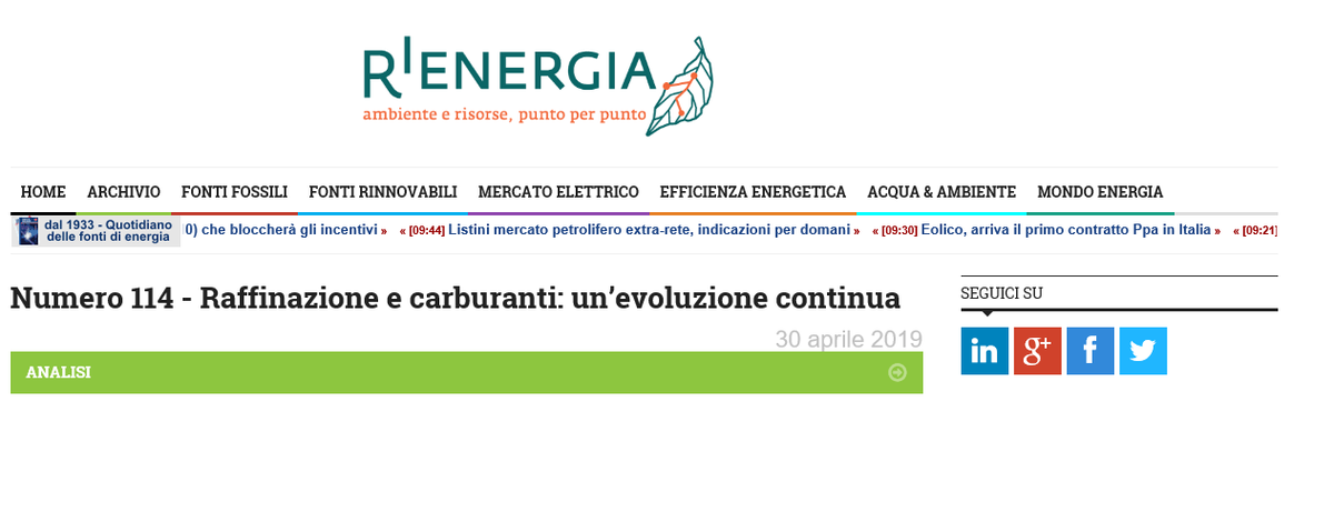 unem_it's tweet photo. #2maggio Sul numero 114 di @RiEnergia si fa il punto su #raffinazione e #carburanti, un'evoluzione continua. Leggi su https://t.co/E0mOmXLX1d https://t.co/1AnRwBNFgD