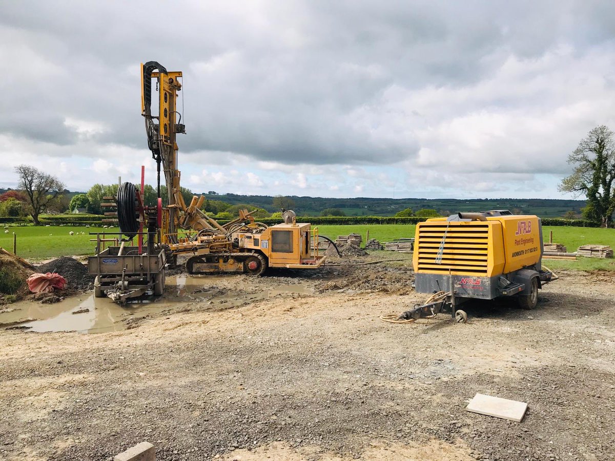5no. 100m boreholes being installed ready for a 30kw #vaillant ground source heat pump installation to provide heating to a swimming pool #ClimateChangeTheFacts #RenewableEnergy