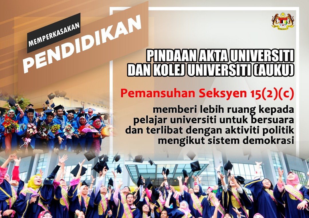 Jabatan Penerangan Malaysia على تويتر Pindaan Akta Universiti Dan Kolej Universiti Auku Pemansuhan Seksyen 15 2 C Memberi Lebih Ruang Kepada Pelajar Universiti Untuk Bersuara Dan Terlibat Dengan Aktiviti Politik Mengikut Sistem Demokrasi