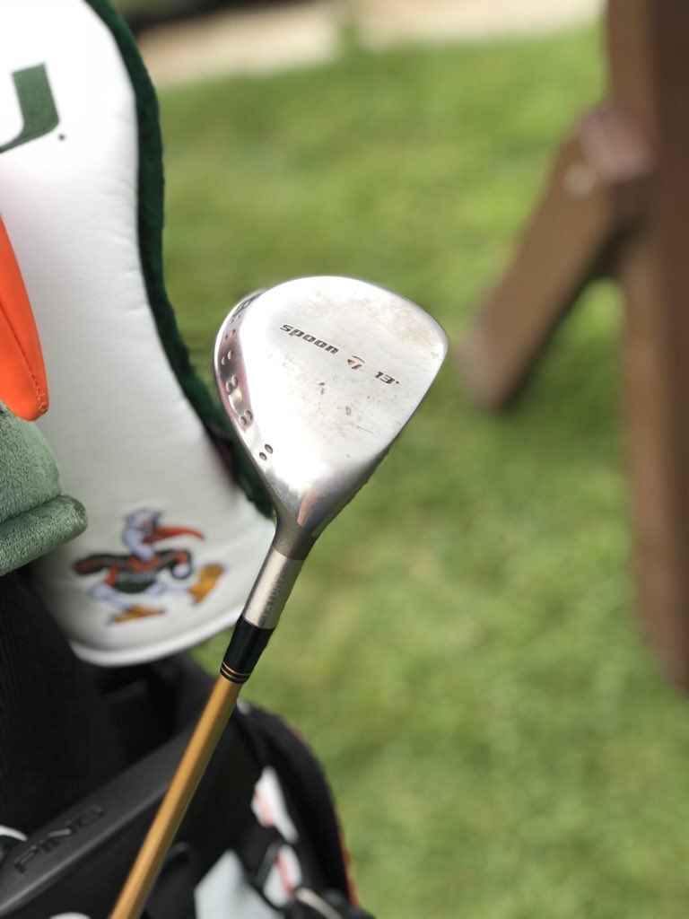 tinamillerlloyd's tweet photo. @TaylorMadeGolf @TigerWoods @McIlroyRory @DJohnsonPGA @JonRahmpga @JDayGolf ❤️ my spoon still! But it might be time to upgrade 🤔 https://t.co/7CUnSpie0M
