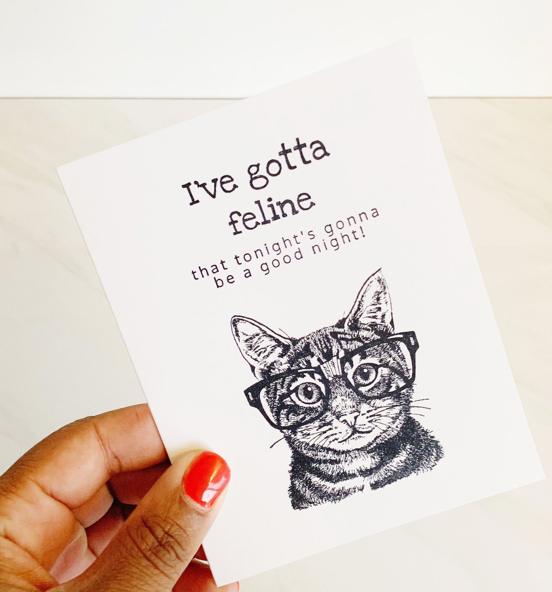 candcdc's tweet image. “I’ve Gotta Feline That Tonight’s Gonna Be a Good Night!”

Etsy.com/shop/cardsandc…

#catcard #feline #funnybirthdaycard #greetingcards #birthdaypuns #catsoftwitter #tbt #crumbsandwhiskers #catsofinstagram #catslife #catstagram
