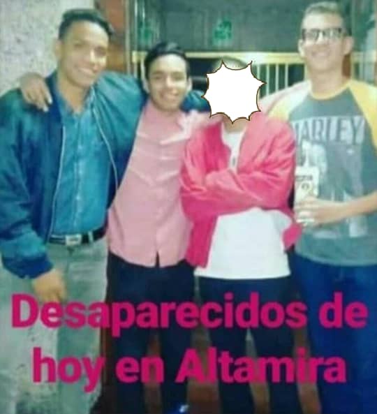 Mmorin_informa's tweet photo. Estos tres jóvenes están desaparecidos desde ayer cuando se encontraban en Altamira: Jesús Rivero, Isaid Rodríguez y Luis Tarazona https://t.co/1wQkmggqaU