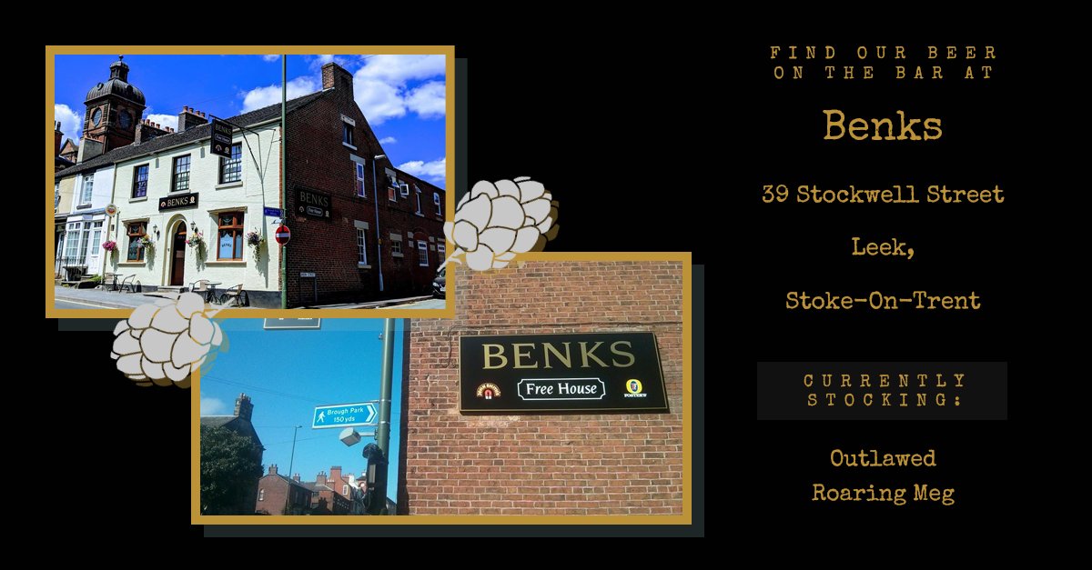 Find our beer on the bar at Benks in Leek this week! They're currently stocking our triple-hopped American Pale Ale, Outlawed, and our flagship IPA, Roaring Meg - if you get a chance to try them while they last, let us know what you think!

#beer #leek #benks #realale #craftbeer