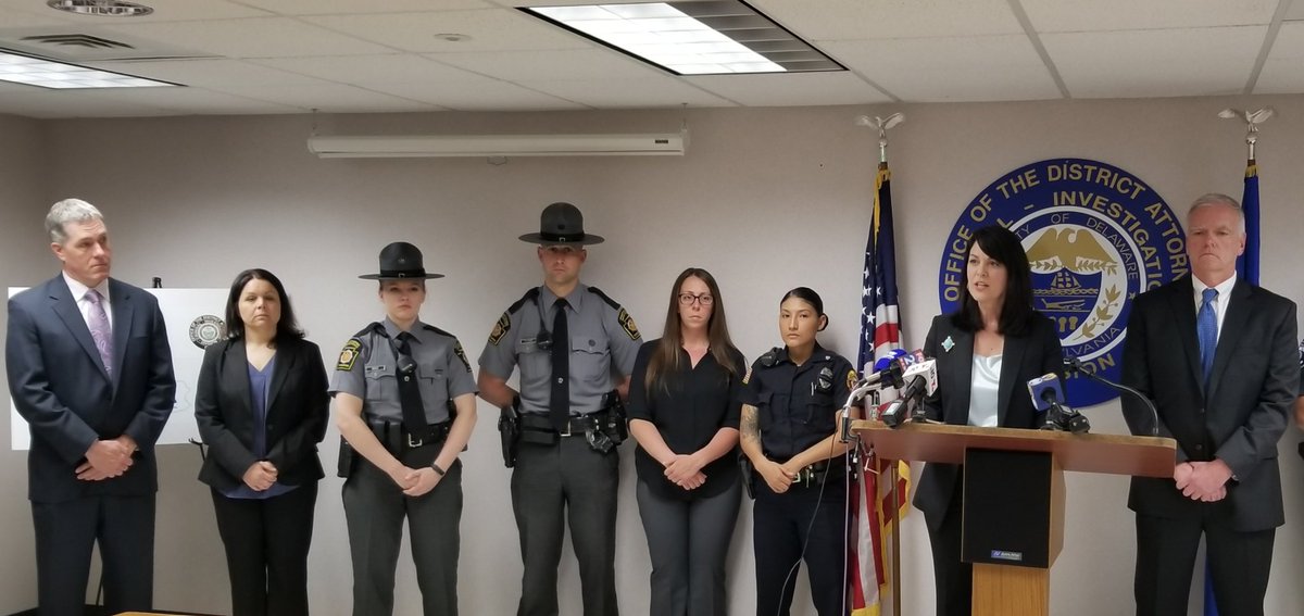 DaKATCopeland's tweet photo. Today during a press conference we announced the arrests of 10 child predators during an undercover sting operation. We commend members of the CID #ICACTaskForce, @PAStatePolice &amp; other assisting agencies. #delcoda https://t.co/JAPXuLzePS