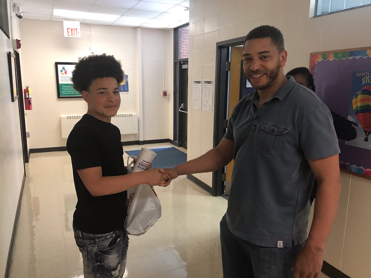 M.A.P.S. student of week, Kory Hardin!  Shown w/ mentor/volunteer Romaine Black &amp; teacher Tawanna Thomas.  Way to GO Kory, M.A.P.S. Teachers and Volunteers! Kory is holding his reward: Lunch from <a href="/Zaxbys/">ZAXBYS</a> <a href="/FarhatAhmad1/">Farhat Ahmad</a> <a href="/MariettaCitySch/">MariettaCitySchools</a> #ittakesavillage