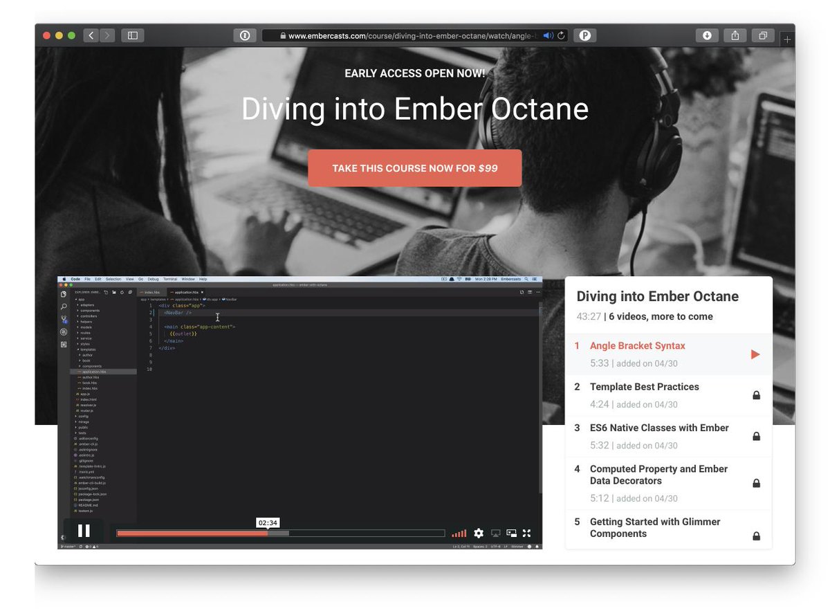 Interested in learning about Ember.js Octane? Early access to our latest <a href="/Embercasts/">Embercasts</a> course, Diving into Ember Octane, is now available!
embercasts.com/course/diving-…