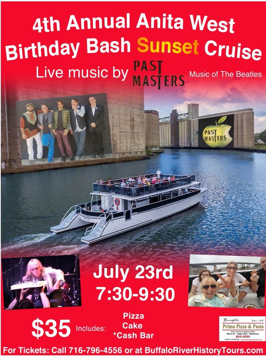 Yep! ITS..ON!  GREAT Fun On the Water, Coupled with Great people And A Great band!!  (Oh..pizza and cake too!)) 
Don't  Delay as Tickets Go Quickly!!  Call Direct 796.4556 Or ONLINE!!   ah, SUMMER!!
<a href="/spiritofbuffalo/">Spirit of Buffalo</a>