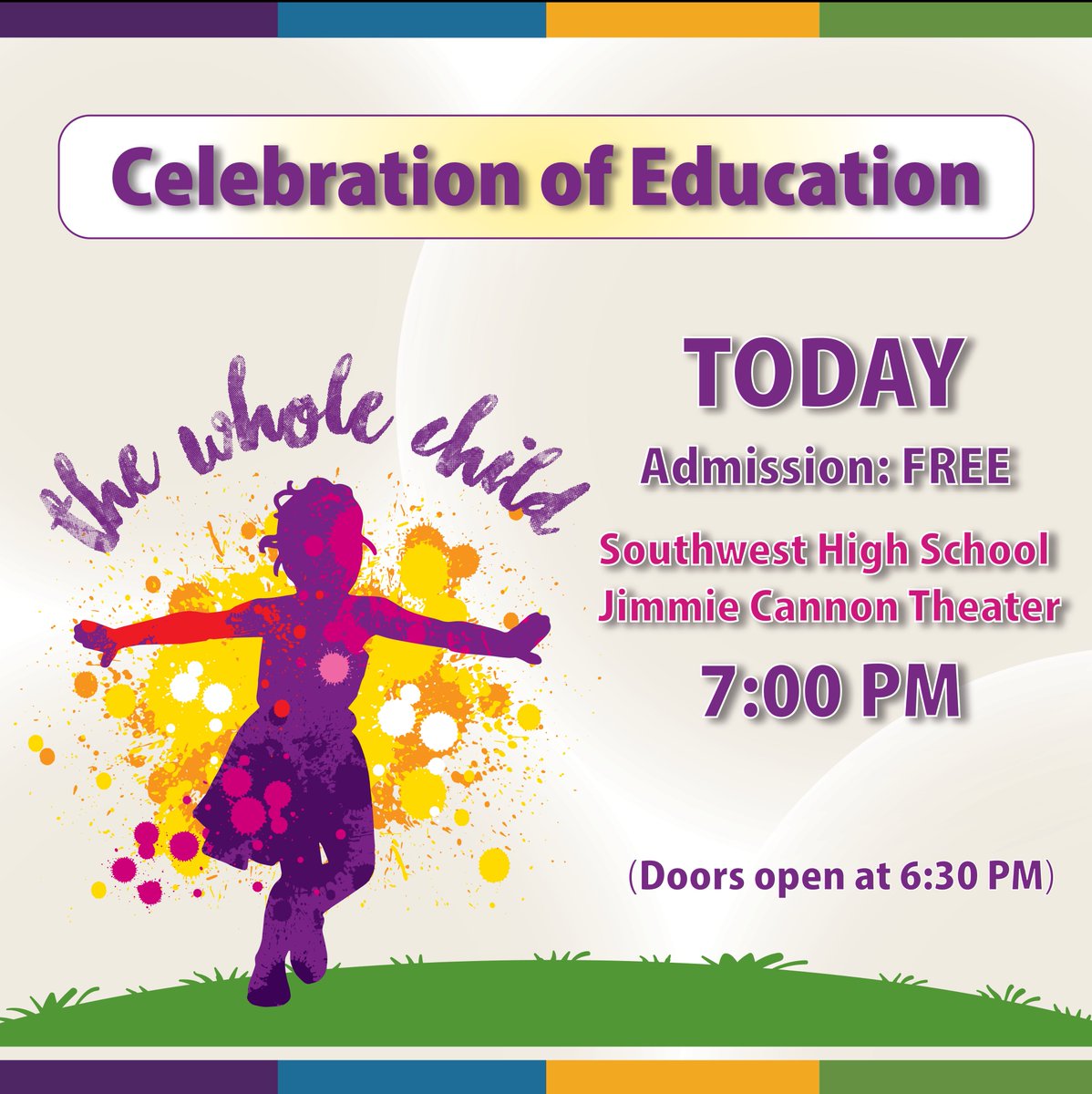 Today is the day! The Celebration of Education will be taking place tonight at the SHS Jimmie Cannon Theater.

Bring your family and friends for a night of entertainment! It's going to be a great show!

Admission: FREE
Pre-Show Entertainment: 6:30 PM
Show: 7:00 PM