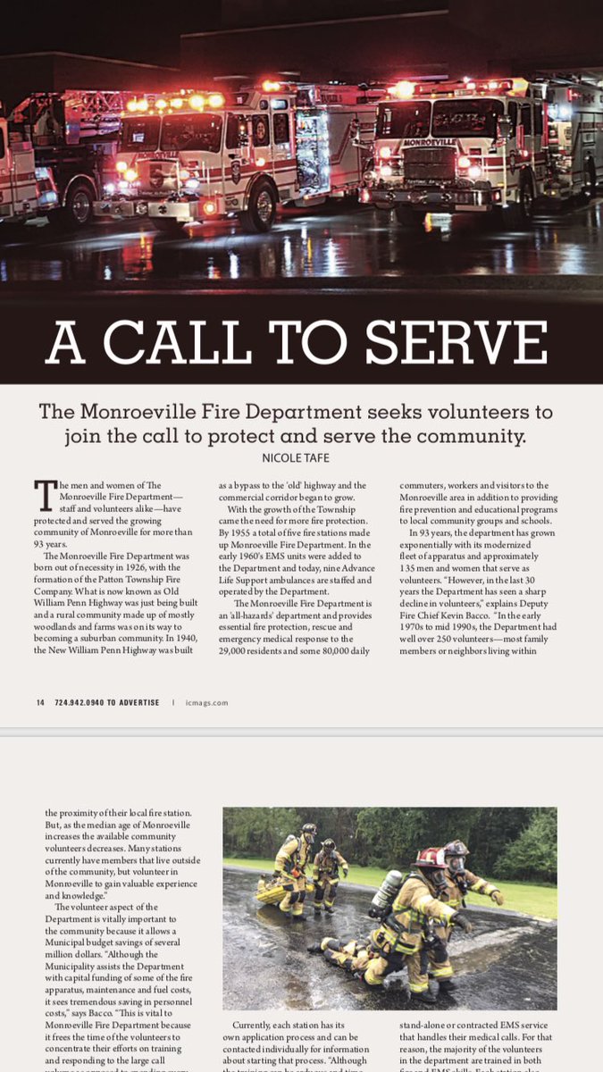 joinMFD's tweet image. Monroeville Volunteer Fire Companies will be highlighted in the upcoming Monroeville IN Community Magazines thank you to Nicole Tafe for working with the Monroeville Volunteer Fire Department to feature us.

Visit your local fire station to learn more about @joinMFD @ICMagazines