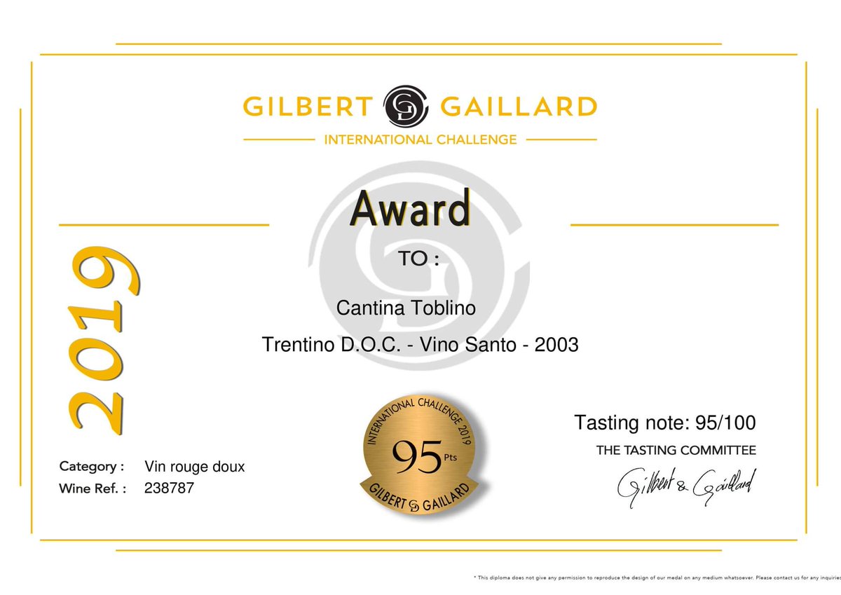 The prestigious international guide @GGWineGuide has awarded prizes to all the wines presented by @CantinaToblino! A great success for all of us to be shared with you! 🥂

VINO SANTO 2003 - 95 points
ELIMARÒ 2014 - 91 points
LARGILLER 2012 - 91 points
L'ORA 2014 - 90 points