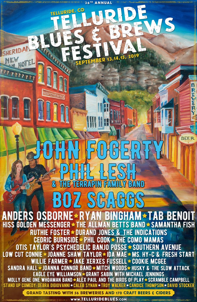 The legendary <a href="/John_Fogerty/">John Fogerty</a> joins Phil Lesh &amp; The Terrapin Family Band, <a href="/bozscaggsmusic/">Boz Scaggs</a> and many more to complete the 2019 Telluride Blues &amp; Brews Festival lineup! Other additions include IBC Winner Ms Hy-C &amp; Fresh Start, comedians and more. Full lineup → bit.ly/2GRJqhc