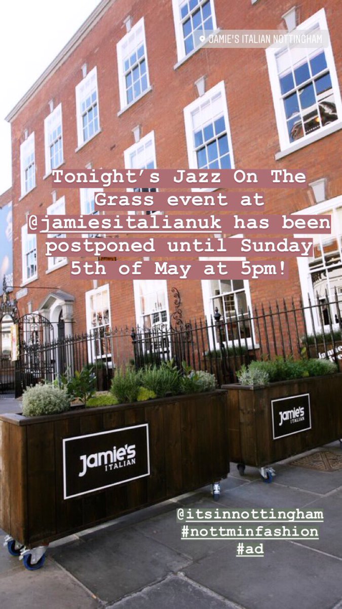 A STYLE EDIT (@astyleedit) on Twitter photo Tonight’s event at @JamiesItalianUK Nottingham, has been postponed until Sunday 05.05.19! <a href="/itsinnottingham/">It's in Nottingham</a> #Nottminfashion Tonight’s event at @JamiesItalianUK Nottingham, has been postponed until Sunday 05.05.19! <a href="/itsinnottingham/">It's in Nottingham</a> #Nottminfashion