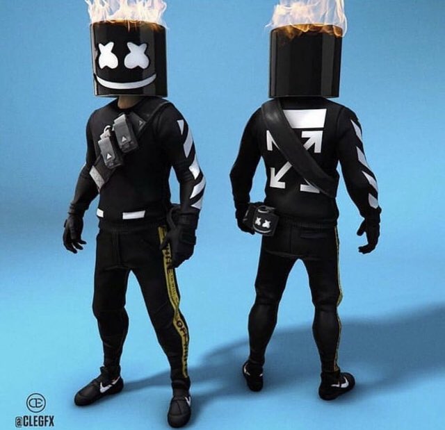 FNConcepts's tweet image. Off White Marshmello Concept!
#Fortnite 

👍Or👎

(By @clegfx)