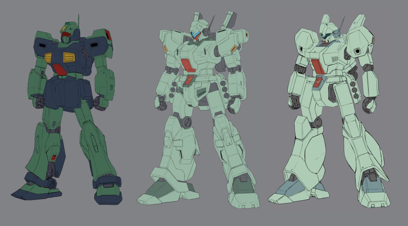 日羽工業 過去絵ジェガン ネモと並べてみた たしかにジェガンより高性能そうだし ジェスタやd型に繋がりそうなデザインラインだったり腕にグレ付いてたりしててアリだな T Co 4qmw7oxczl Twitter