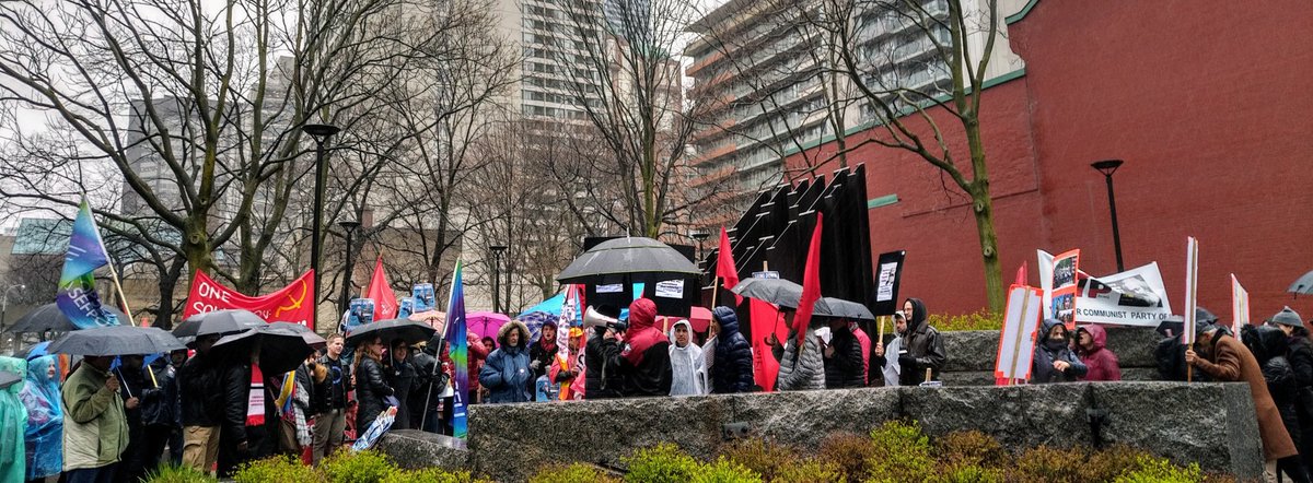 MPlatt4's tweet photo. .@OSSTFtoronto, @cupe4400, other unions &amp; the community commemorate 
workers who died in the struggle for the #EightHourWorkDay &amp; celebrate #MayDay #InternationalDayOfTheWorker at Larry Sefton Park https://t.co/fuaMuEVMX4