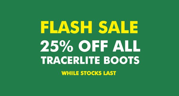 ⚡️ FLASH SALE - 25% OFF ⚡️
Get 25% off our entire tactical boot range this weekend! Keep your feet dry &amp; comfortable, even in the harshest of conditions...
While stocks last 👉 bit.ly/Tracerlite25
PLUS first 100 orders get free Ecolite Bamboo socks.

#ziponforadventure