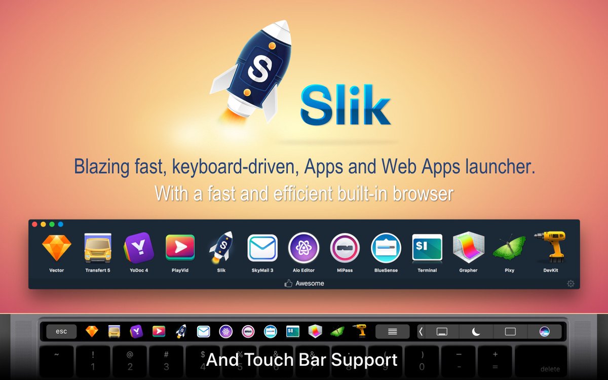 Mac4ever's tweet photo. Slik : un lanceur d'application rapide pour macOS, avec gestion de la Touch Bar https://t.co/Sm64DOzIAw https://t.co/EWtbXCE8Fn