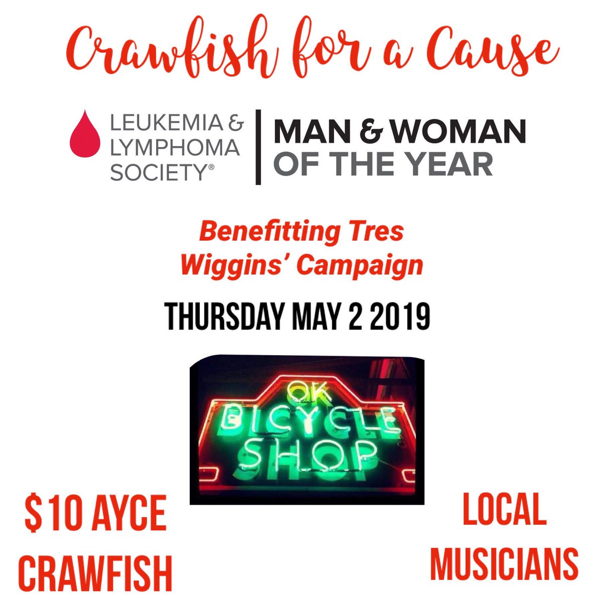 Crawfish for a Cause supporting <a href="/Twigginsradio/">Twiggins</a> for LLS man of the year! Live music starts at 6! Come by and make a donation and wish him well! #fightforacure
