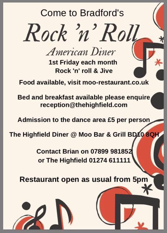 Rock ‘n’ Roll nights 1st Friday of the month starting tomorrow 

🎫 £5 entry to dance the night away 

🍽 Restaurant main area open from 5pm until 10pm as usual serving our full menu &amp; specials (free to enter)

🍹 Plus some fantastic refreshments inc #shakes &amp; #cocktails