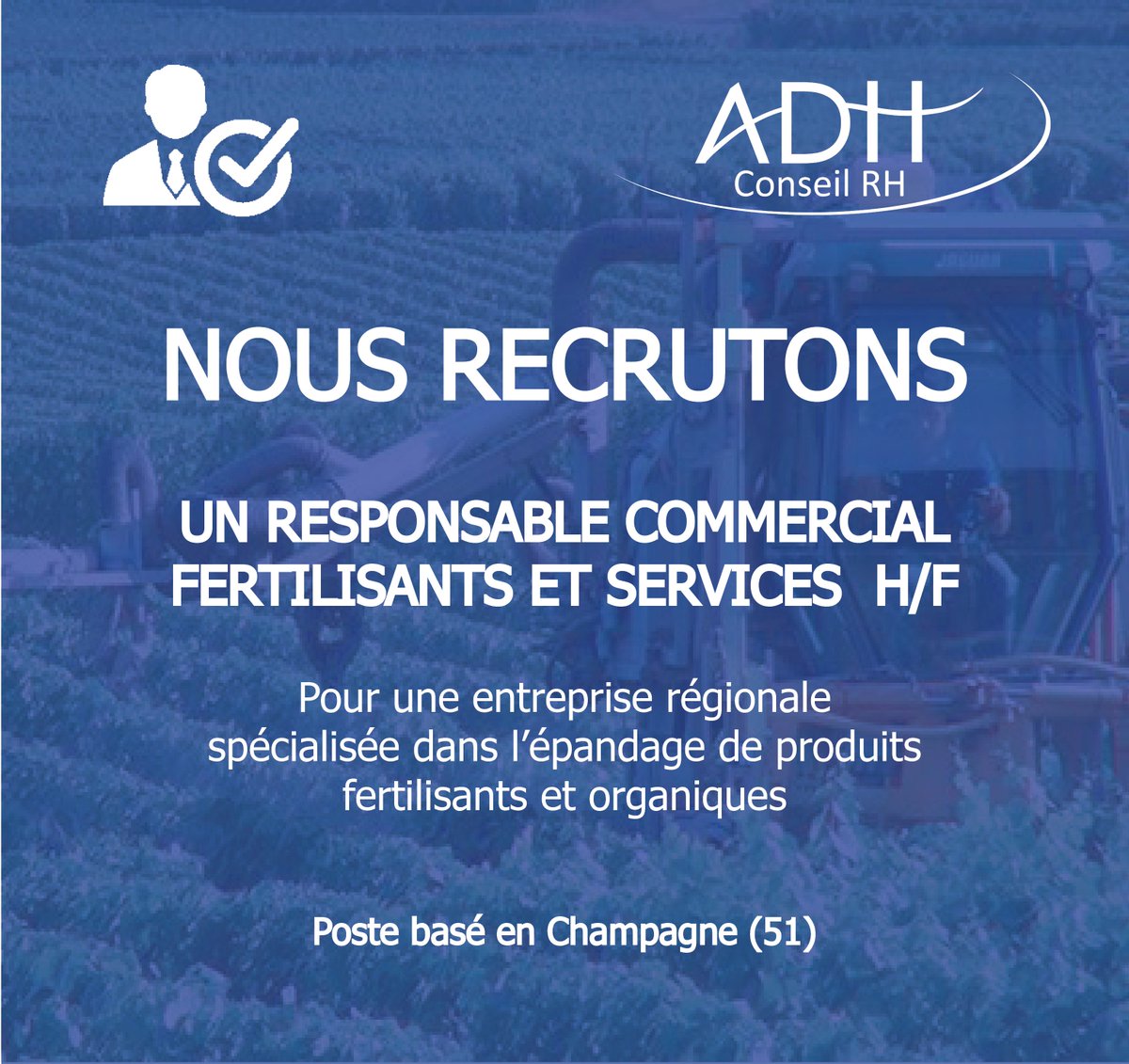 ⚠EMPLOI / RECRUTEMENT / ANNONCE ⚠

Pour le compte d'un de nos clients, nous sommes à la recherche d'un Responsable commercial fertilisants et services pour un poste basé en Champagne.

Vous trouverez l'annonce ici ➡
adh.fr/jobs/job/F768-…

CONTACTEZ-NOUS !