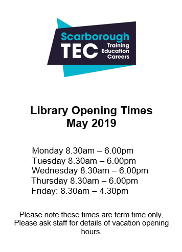 LRC_STEC's tweet photo. Please note the change to our opening hours from the 1st May 2019.
@scarborough_TEC https://t.co/xxaZWQ1iux