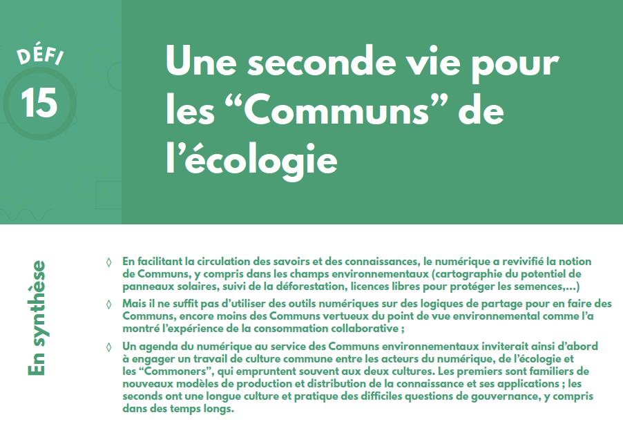 [L'agenda pour un futur numérique et écologique] Défi 15/20 : Une seconde vie pour les #Communs de l’ #ecologie "engager un travail de culture commune entre les acteurs du numérique, de l’écologie &amp; les #commoners > bit.ly/2VaGPZN <a href="/P2P_Foundation/">P2P Foundation</a> <a href="/valeriepeugeot/">valerie peugeot ⏚</a>
<a href="/fab_mob/">La Fabrique des Mobilités</a>