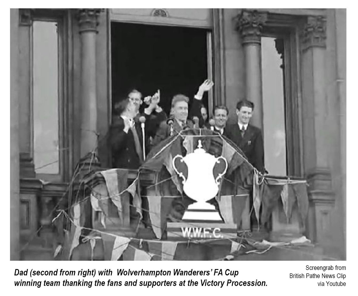 PhillJDunn's tweet photo. Football Victory Parade ⚽️ 70 years ago
#REPLAY FA Cup 1949 🏆 Dad &amp; fellow Wolves thanking fans &amp; supporters
( Source https://t.co/HfWJzGvjfb    )
#WolverhamptonWanderersFC #FAcupFinals #VictoryProcession #VictoryParade #JimmyDunnWolves #BillyWright #Wolverhampton #FAcup https://t.co/8WxTf6Pj4U