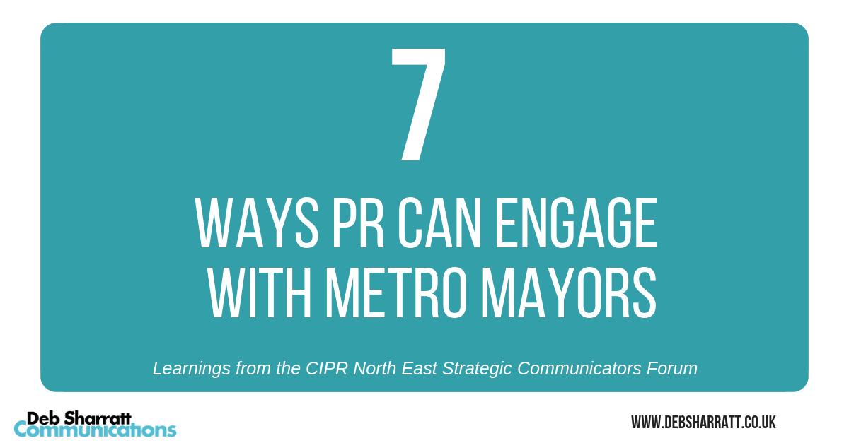 Last week @CIPR_NorthEast held its 2nd #StratComms Forum where we heard from @Gill_Morris @wimapp @TeesValleyCA about #devolution. 

With #northoftynemayor election underway read our takeaways from this event '7 Ways #PR Can Engage with #MetroMayors'
debsharratt.co.uk/debsharrattblo… #CIPR