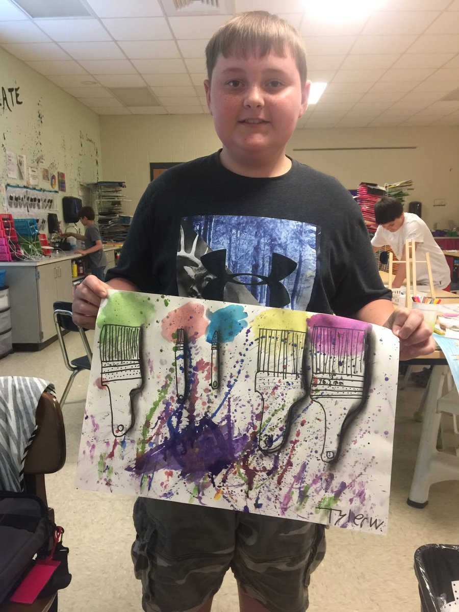 5th grade splatter painting inspired by Jim Dine!