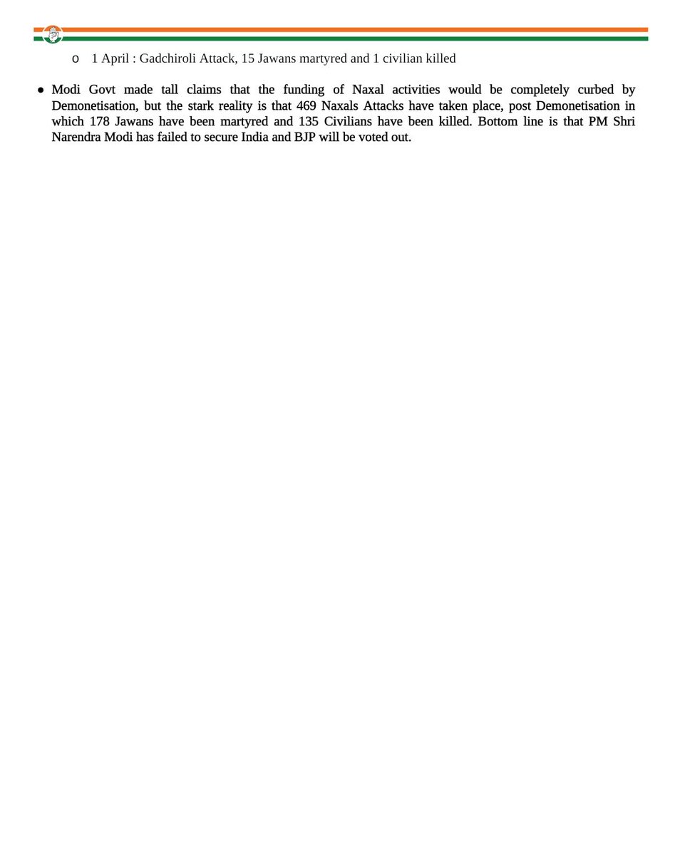 WithCongAssamNE's tweet photo. INCIndia: RT INCSandesh: INC COMMUNIQUE

Press release by ShuklaRajiv and NayakRagini on Modi government's abject failure on national security front. https://t.co/ptWJw87ubb