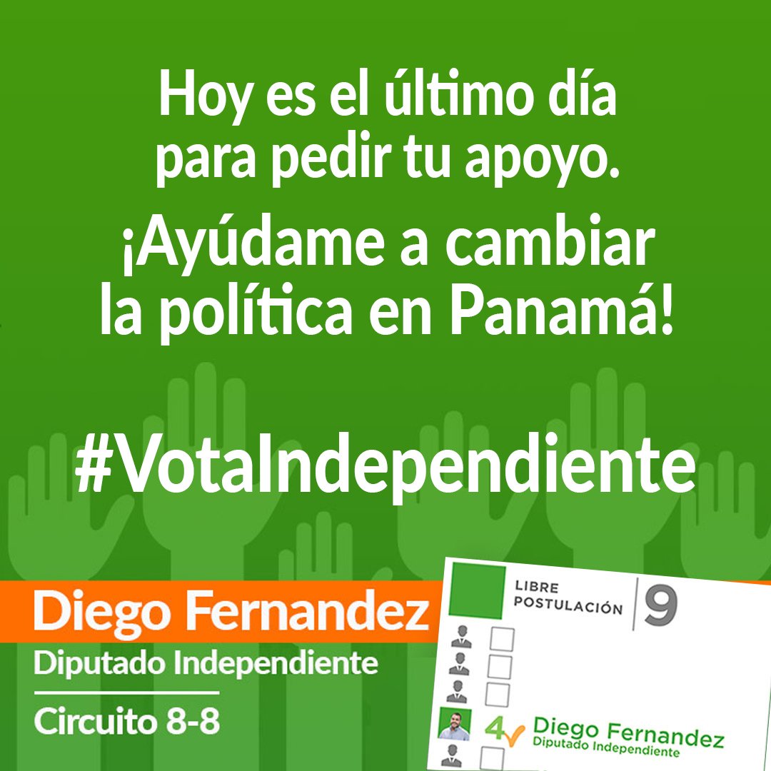 Diegofpanama's tweet photo. ¡Este 5 de Mayo, salgamos juntos a hacer historia! #VotaIndependiente 
¡El circuito 8-8 necesita un cambio!

https://t.co/UMGoKBtQge 
#Vamos88 #VamosDiego #NoALaReelección 
#DiegoFernandezDiputado #Cambiemos 
#DiputadoIndependiente #Circuito88 #Propuestas https://t.co/jcrEr7qS5Z