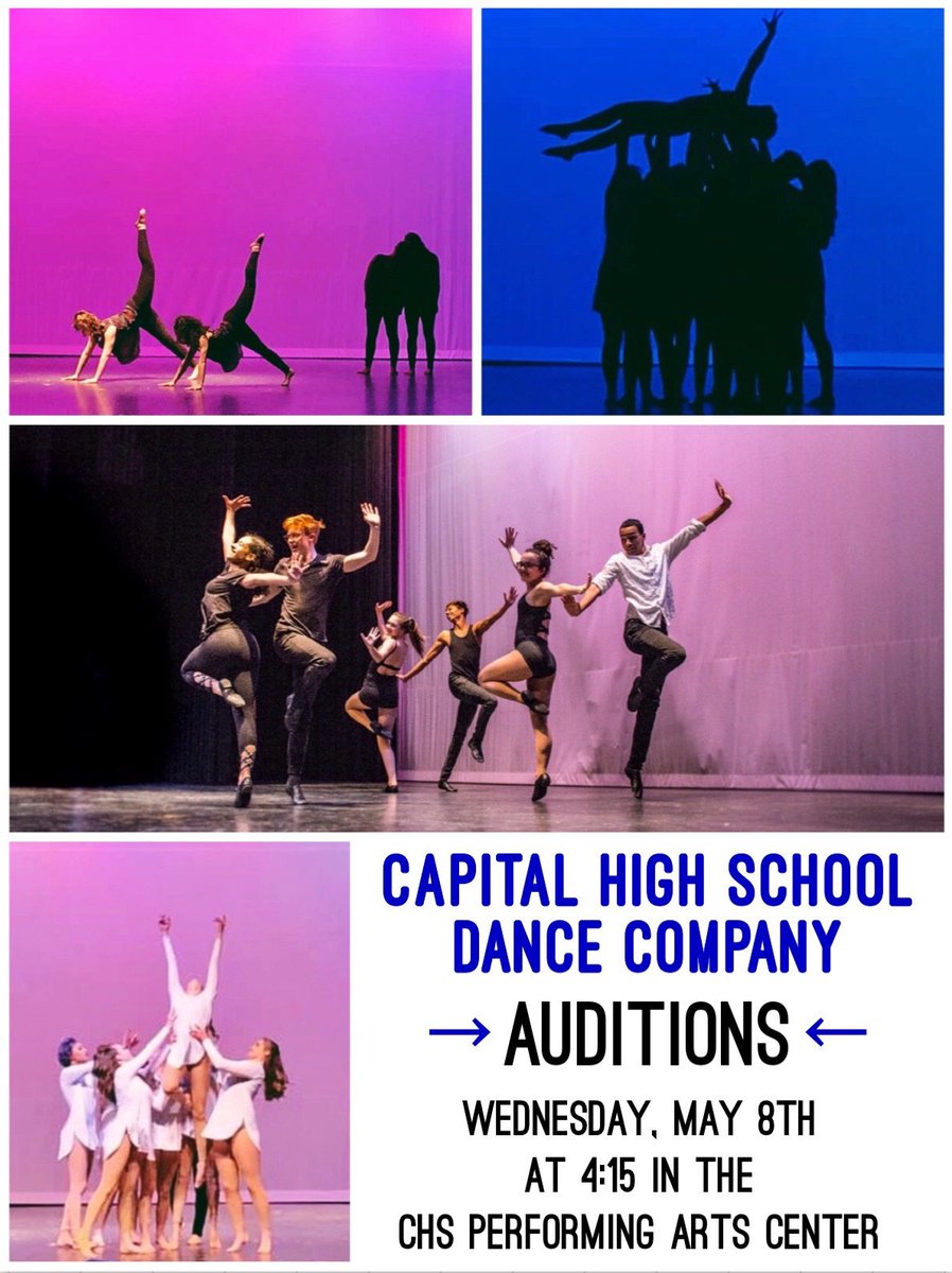 CHSDanceWV's tweet photo. Dance Company auditions are coming up! May 8th at 4:15 in the CHS Performing Arts Center! https://t.co/X808rBm9si