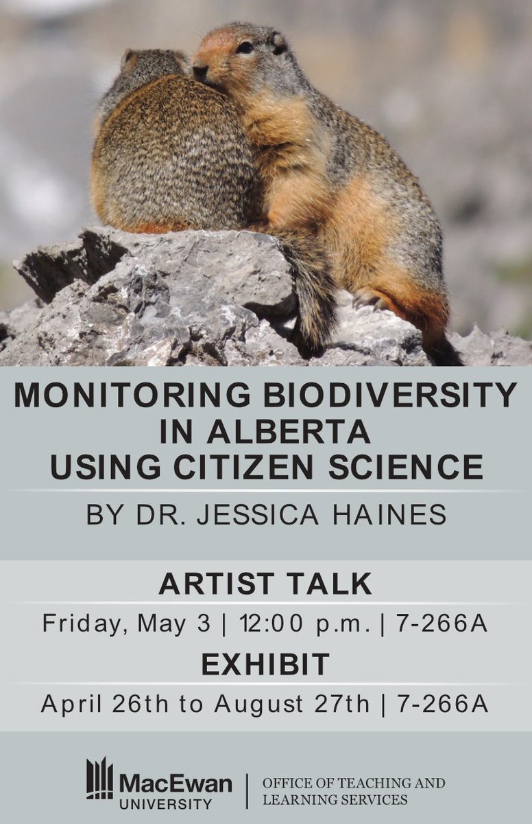 ABMINatureLynx's tweet photo. Join @JessAHaines tomorrow afternoon at @MacEwanU as she talks about her research, #citizenscience, and how Naturelynx can support #biodiversity monitoring in #Alberta 

@ABbiodiversity #AlbertasNatureApp #CaptureCuriosity https://t.co/wIeftnG4dF