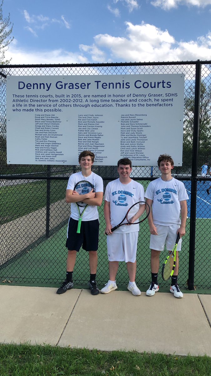 SDHSTennis's tweet photo. One more huge congratulations to these three who went a combined 40-3 in games yesterday leading the Crusaders to a 9-0 victory over Duchesne on senior night! #4yearsofgreatness #theywillbemissed https://t.co/5aXOhfhDy8