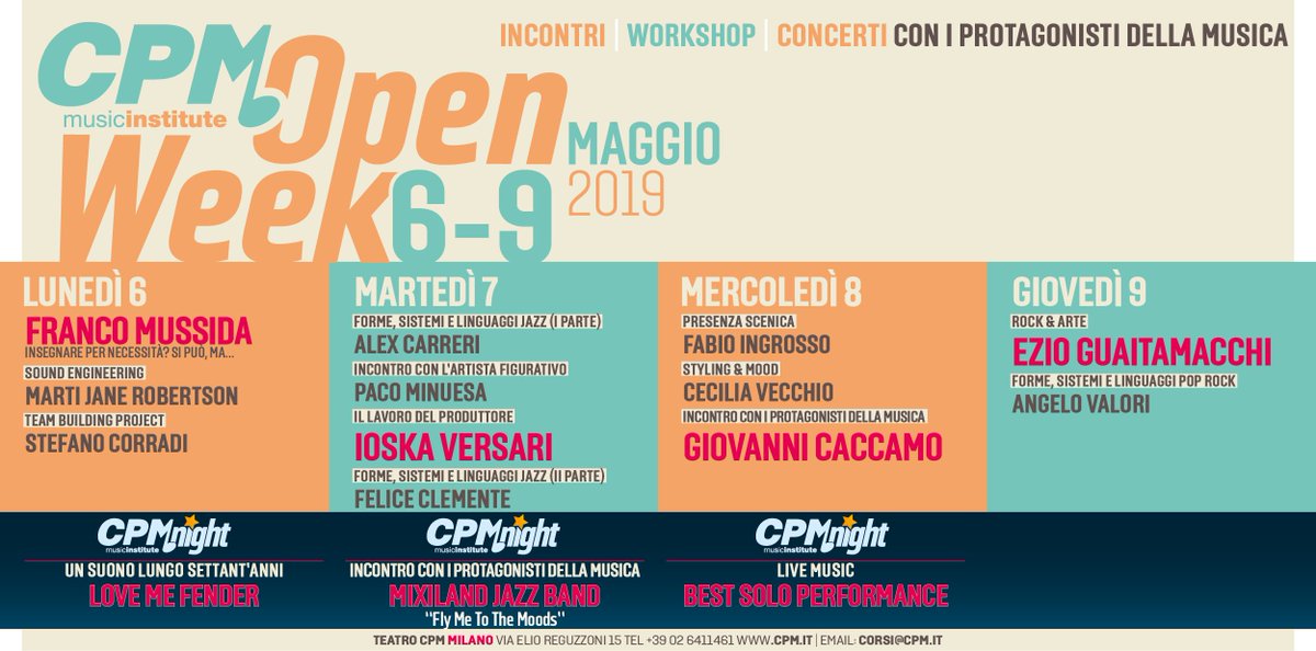 CPM Open Week dal 6 al 9 Maggio!
#CPM #openweek #maggio #milano #eventi