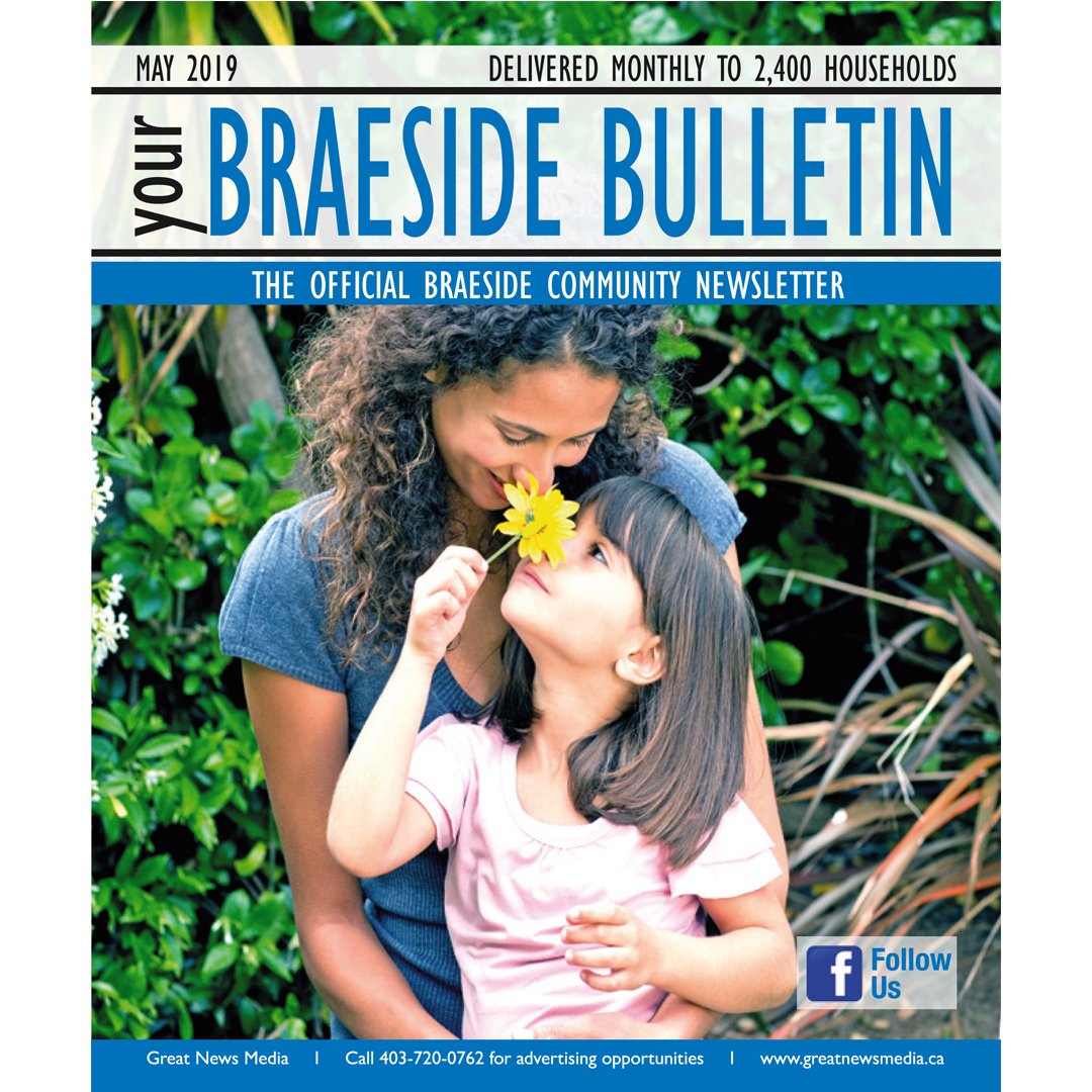 gnmyyc's tweet image. The May 2019 official Braeside community newsletter magazine is now available. Delivered monthly to 2,400 homes and businesses, the Braeside Bulletin is a great place to find all the latest Braeside community news and more. @BraesideCalgary #greatnewsmedia #brasideyyc #supportyyc
