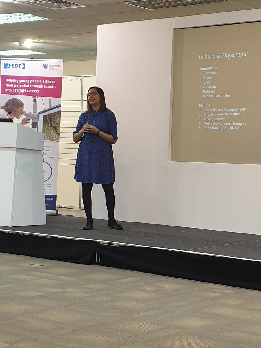 TheEDTUK's tweet photo. We are honoured to have @RomaTheEngineer inspiring young people about her experience designing The Shard in London and sharing the recipe of how to build a sky scraper! #ICGradDay #EESCAD #womeninstem #womeninengineering https://t.co/36iQN7DQN5