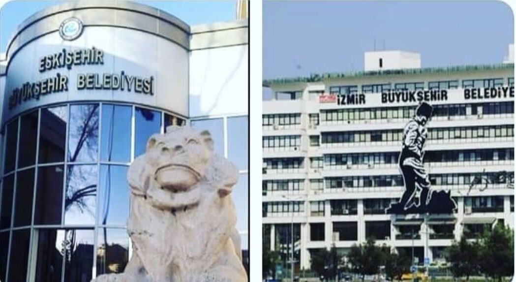 ANKARA VE İSTANBUL’DA BELEDİYE BİNASININ ÖNÜNE T.C. KOYUP, SOL MEDYA ELİYLE SHOW  YAPARAK REKLAM YAPAN CHP’LİLERE SORUYORUM.

ESKİŞEHİR VE İZMİR YILLARDIR SOL BELEDİYELER TARAFINDAN YÖNETİLİYOR.
BİNALARINDA T.C. YOK.

YAPTIĞINIZ SİYASİ RİYÂKÂRLIK DEĞİLMİ?
SAMİMİ OLUN SAMİMİ...