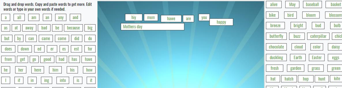 HVTechCoach's tweet photo. Using #googledrawings with Ms. Cantey's class to create some Spring &amp; Mother's Day "magnetic poetry" thanks @ericcurts for the template!🌻https://t.co/VjPDZOLwKf
#ppcsd #pineplainsproud https://t.co/g8jKZvRUra
