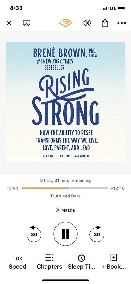 trixi1317's tweet photo. Find myself leaving 10 min early to work ..just so I can listen to this ..even though I have read it x3..hearing Brene read it..feels like itβs just for me !! #brenebrown #ThursdayMotivation #risingstrong #keepbeingbrave #getinthearena https://t.co/Atka6O3jCD