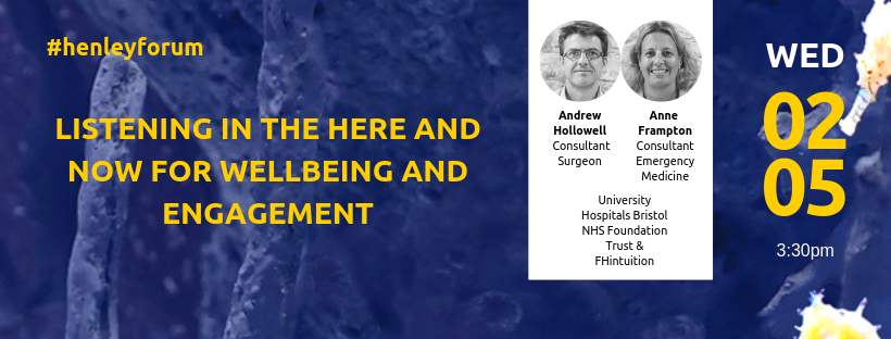 We are now hearing from Andrew Hollowood and @FramptonAnne on how they developed the HappyApp, a real time feedback tool for the NHS  #HenleyForum