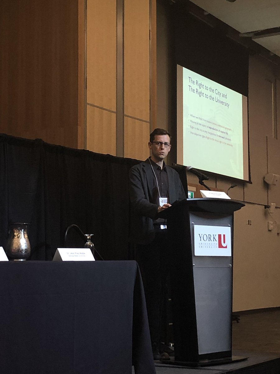 LuisaSotomayorA's tweet photo. Great presentation by @JP_Addie, concluding with a call to reclaim both: the right to the city and the right to the university #studentdwellto #reimagine https://t.co/WxHzzDkMuh